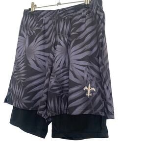 New Orleans Saints Floral Black Liner Shorts Size Large  NWT